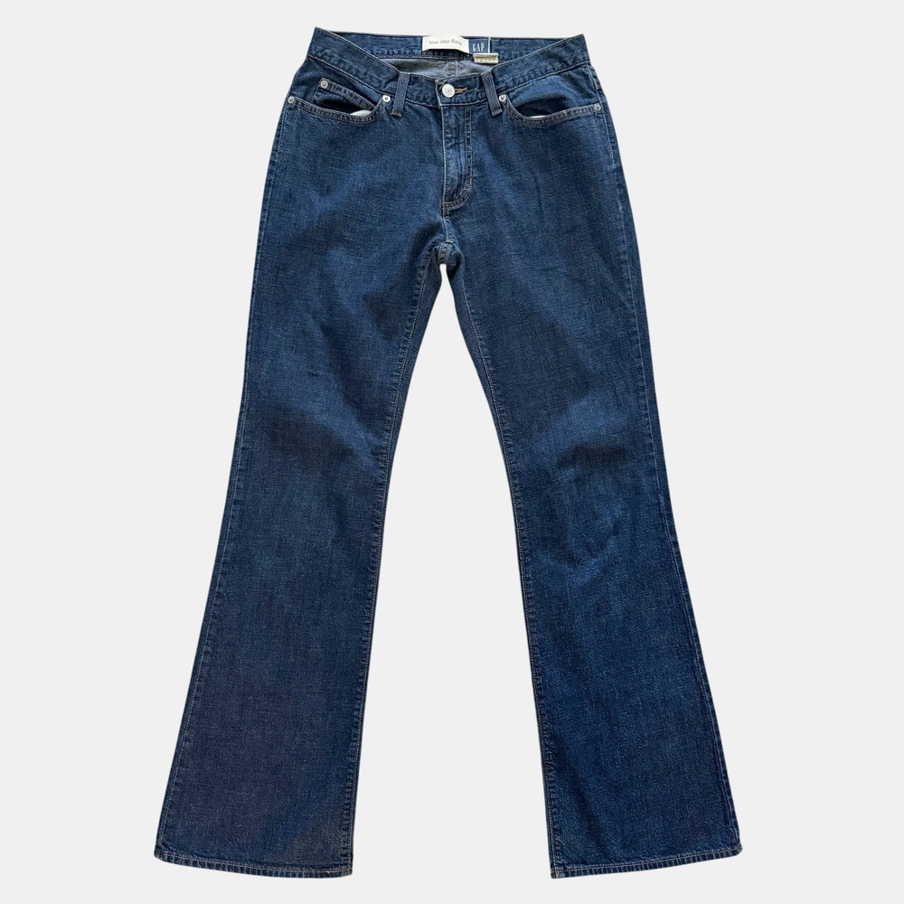 Vintage Gap Low Rise Flare Jeans Dark Wash Denim Blue 2000s Y2K Womens 4 Bootcut